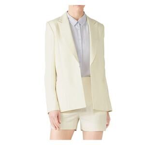 Victoria Beckham Jacket Womens 4 Cream Slim Blazer Career Linen Blend
